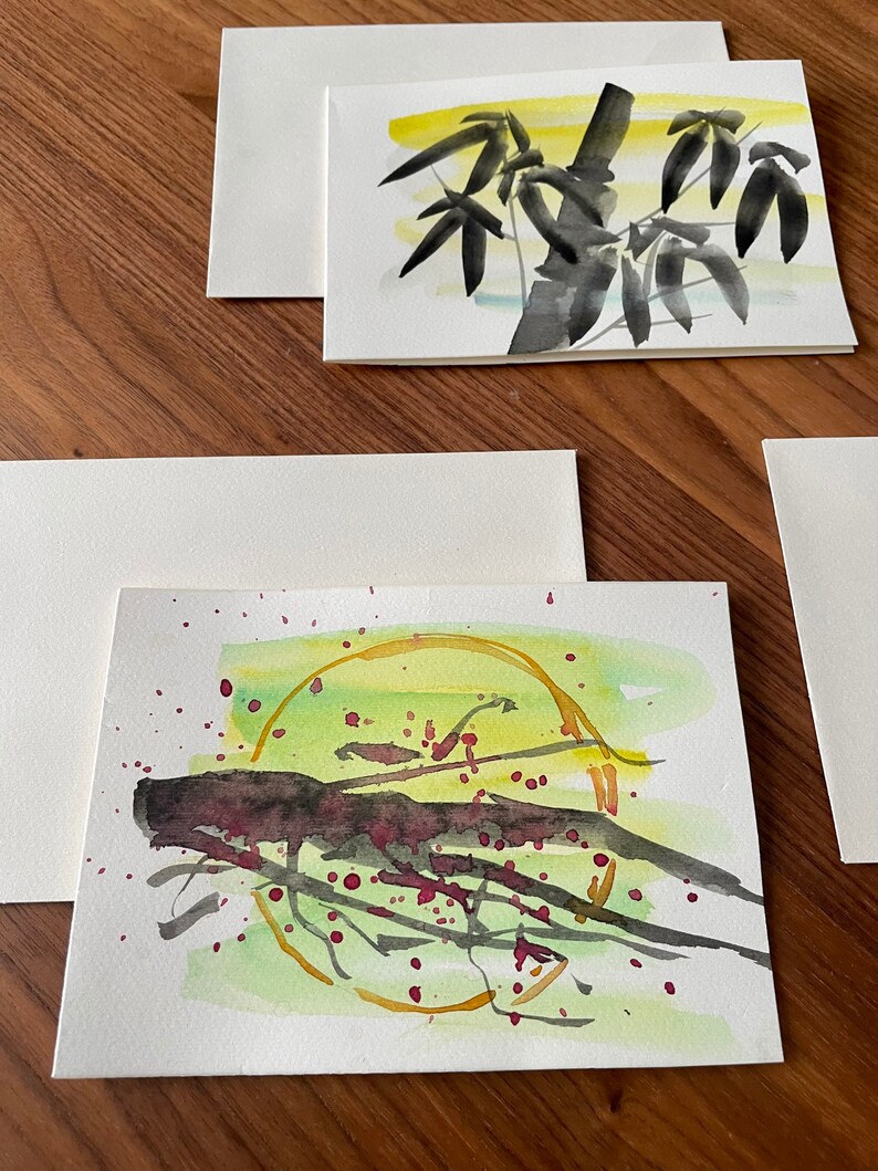 Sakura Water Color Card, Handpainted Card, Art Card, Abstract Card ...