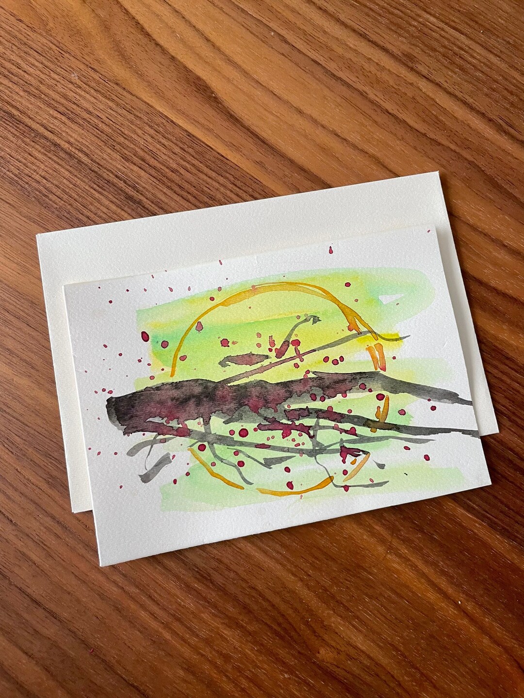Sakura Water Color Card, Handpainted Card, Art Card, Abstract Card ...