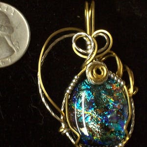 Wire Wrapped Diochrocic Pendant in Jewelers Bronze & SS Healing Gemstone Diochrocic Wire Wrap Diochrocic Necklace Diochrocic Jewelry