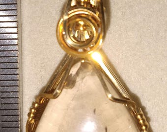 Rutilated Quartz Wire Wrapped Pendant in Jewelers Bronze Healing Gemstone Wire Rutilated Quartz Gem Necklace Crystal Jewelry
