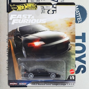Premium Hot Wheels - 1993 HONDA Civic Coupe EX EJ1 Fast & Furious Diecast Scale Model | JDM Race Car | Gift for Car Collector, Boyfriend