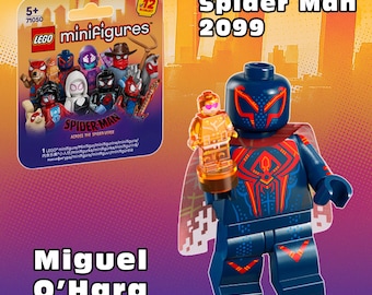 Minifigura LEGO rara de Spider-Man 2099 Miguel O'Hara de la serie Spider-Verse 71050 / Regalo para fans de LEGO para novio, compañero de trabajo o hermano.