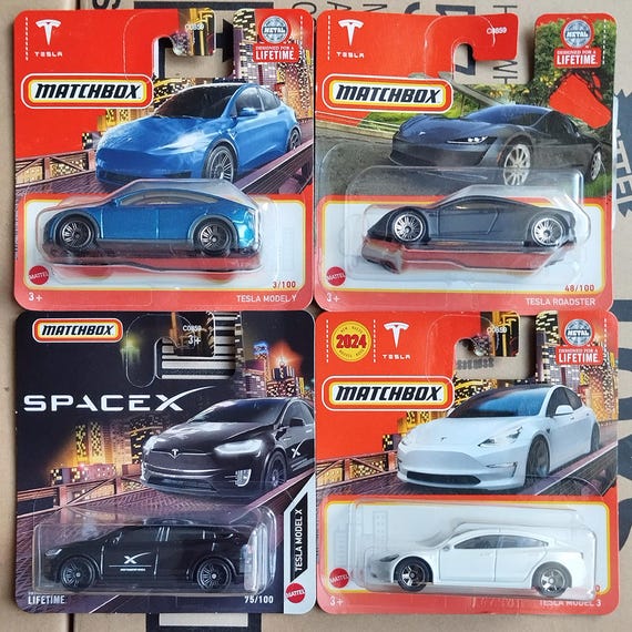 2台TESLA MODEL Y テスラ　モデルY　マッチボックス　４ Gift Set of 4 Matchbox Tesla Elon Musk 1/64 Diecast Scale