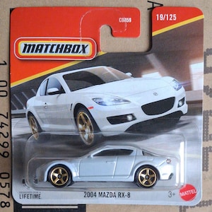 Samochód Matchbox 2004 MAZDA RX-8 Biały Diecast Model w Skali 1/64 | Prezent dla kolekcjonera samochodów JDM, chłopaka i współpracownika