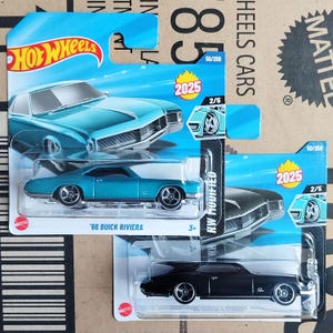 Set of 2 Hot Wheels 1986 Buick Riviera Diecast Scale Model | Collectible Toy Cars | American Car Lover Gift | Gift for Dad | Coworker Gift