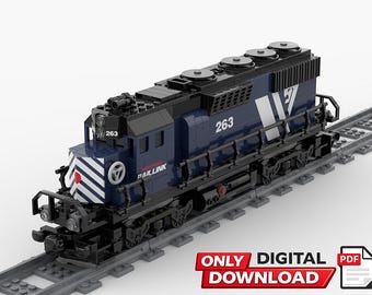 Custom Lego Moc Train EMD SD40-2 Locomotive Digital Instruction PDF File & Ready to Print Stickers CDR File | Railroad Lego Fun Gift Set