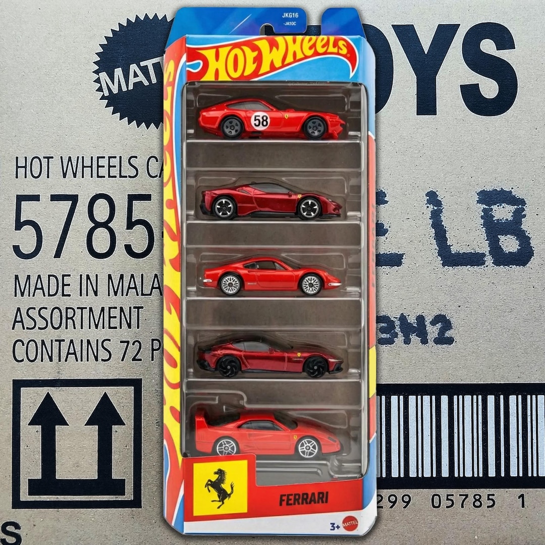 Hot Wheels Red Ferrari 5-pack Set - F40 Competizione, SF90