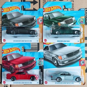 Gift Set - 4 Rare Hot Wheels Mercedes-Benz Collectible Diecast 1/64 Scale Models | Luxury German Car Collector Gift | Gift for Boyfriend