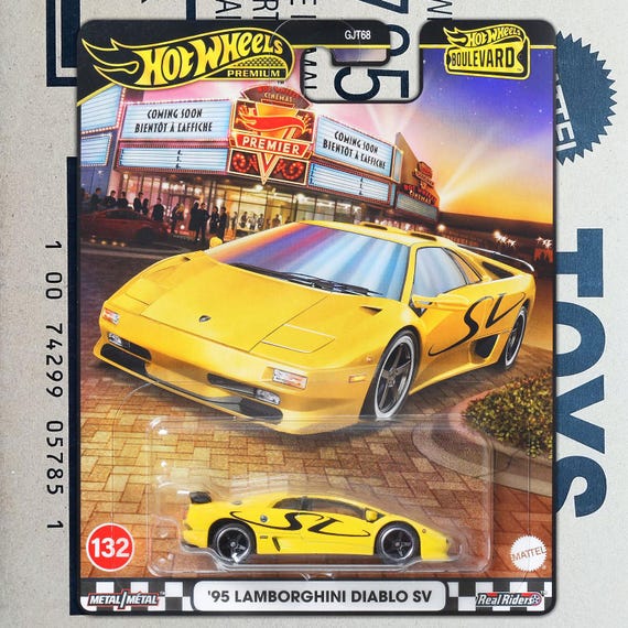 ホットウィール　1995 ランボルギーニ・ディアブロ SV -　チケットカー Premium Hot Wheels - 1995 Lamborghini Diablo SV Diecast 1/64 Scale