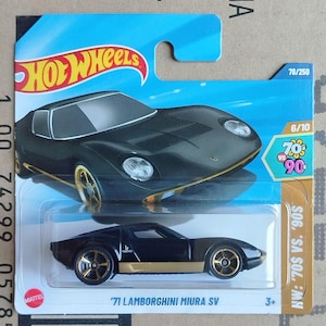 Rare Hot Wheels 1971 Lamborghini Miura SV Diecast 1/64 Scale Model | Collectible Toy Vintage Sports Car | Gift for Boyfriend | Coworker Gift