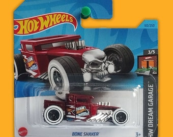 Petite voiture de collection Mattel Bone Shaker Hot Wheels - Modèle réduit miniature miniature Hot Rod à l'échelle 1:64, cadeau de réplique de voiture parfait pour petit ami