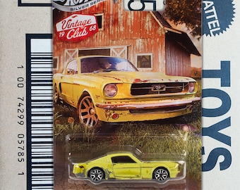 Hot Wheels 1965 Ford Mustang 2+2 Fastback Vintage Club Modelo a escala fundido a presión / Regalo para coleccionistas de autos, esposos, amigos, papás