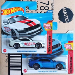 Set of 2 Hot Wheels Ford Mustang Dark Horse Diecast Scale Models | Rare Find Collectible Toy Car | Muscle Car Collector Gift | Coworker Gift