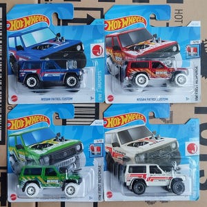 Set of 4 Hot Wheels Nissan Patrol Custom 1/64 Mattel Diecast Scale Models, Collectible Miniature Offroad Vehicle Jananese Cars Lover Gift