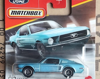 Matchbox Car - Ford Mustang Fastback 1968, modelo a escala 1/64 fundido a presión / Ford Muscle Car clásico / Regalo para amantes del Mustang, novios y compañeros de trabajo