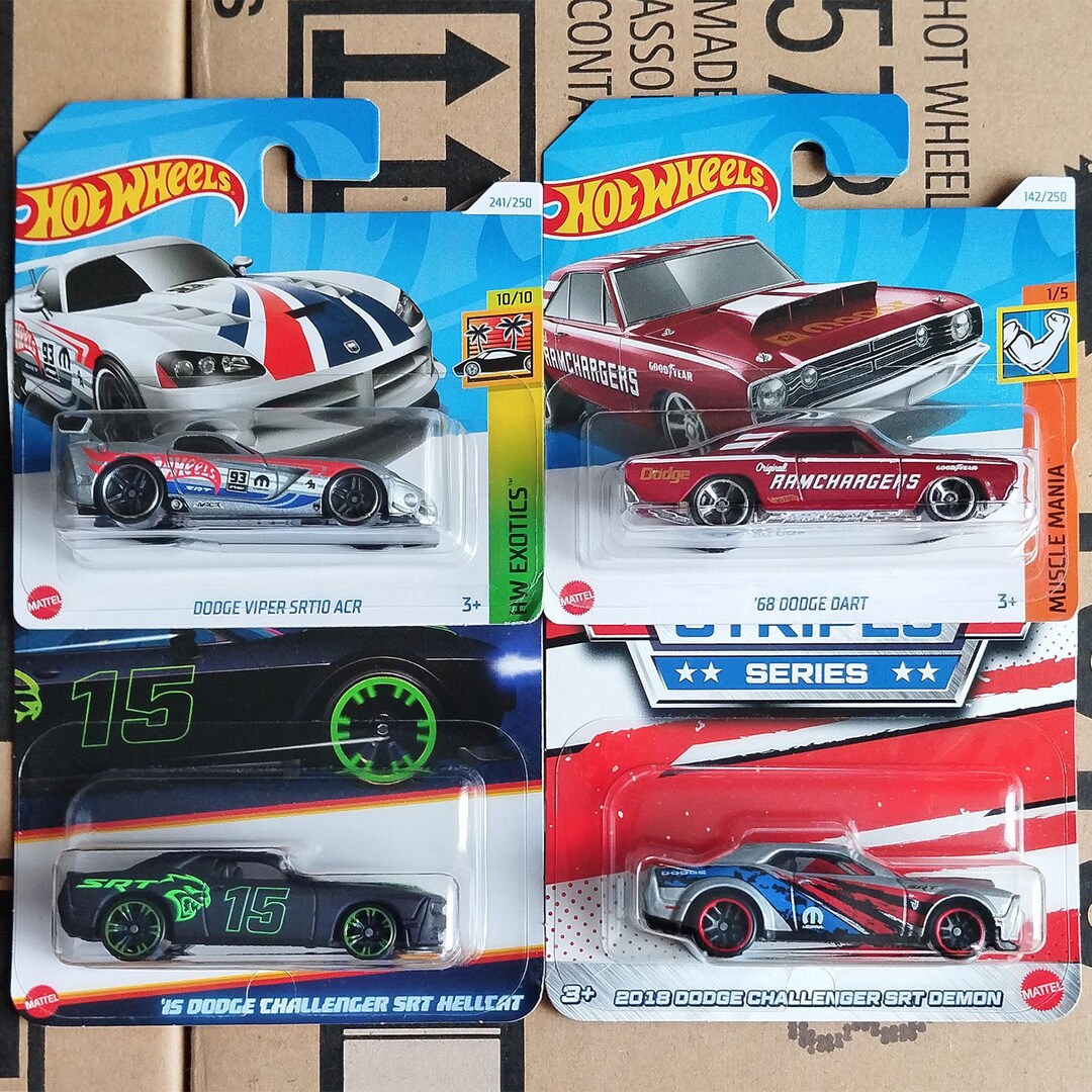 Gift Set of 4 Hot Wheels Dodge Diecast 1/64 Scale Models - Rare