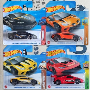 Set of 4 Hot Wheels Lamborghini Huracan Diecast 1/64 Scale Models