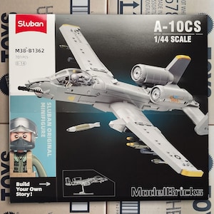 Sluban American A-10 Thunderbolt II Aircraft LEGO Compatible Building Blocks, Military Jet Warthog Inspired Model, Gift for Kids, Collectors