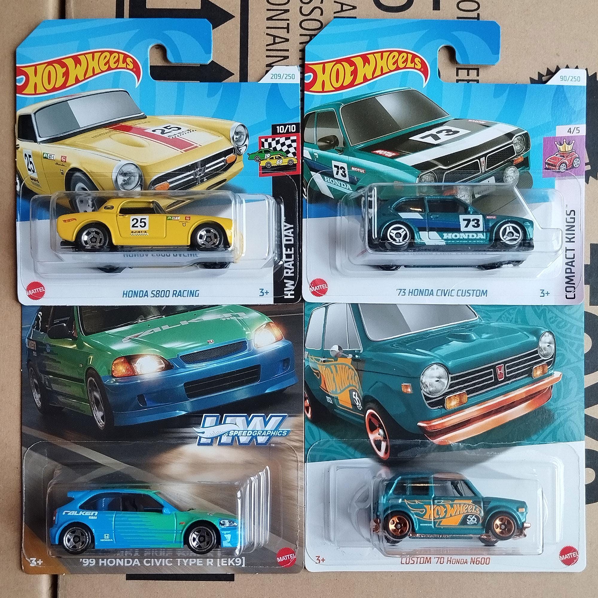 Gift Set 4 Hot Wheels Honda Civic S800 Diecast 1/64 Scale Models