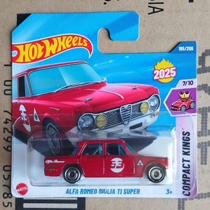 Rare Hot Wheels Alfa Romeo Giulia Diecast 1/64 Scale Model, Italian Retro Race Car Collector Gift, Husband Gift, Coworker & Boyfriend Gift