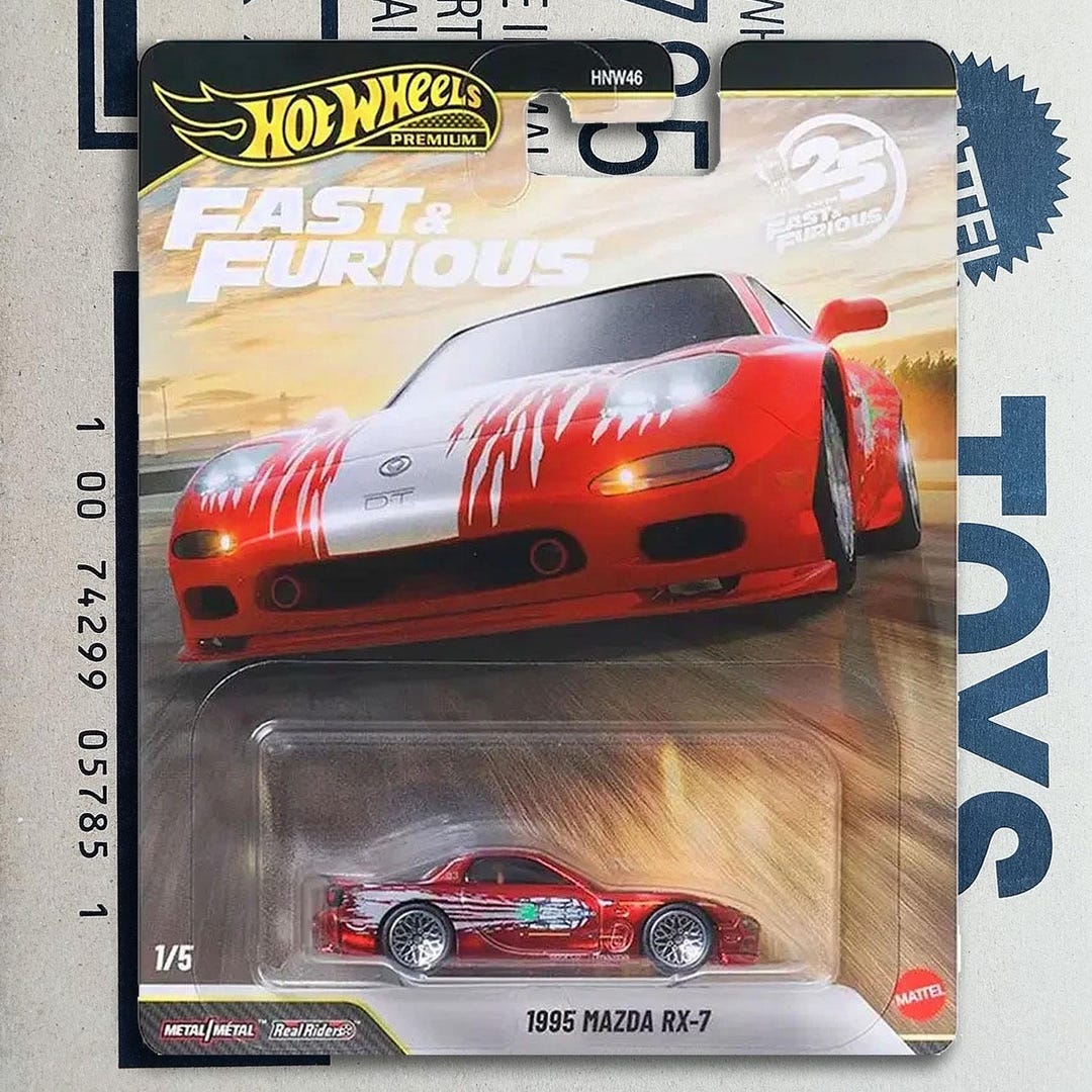 Hot Wheels Premium CHASE 1995 Mazda RX- 7 Fast & Furious 25th