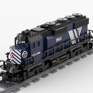 Custom Lego Moc Train EMD SD40-2 Locomotive Digital Instruction PDF File & Ready to Print Stickers CDR File | Railroad Lego Fun Gift Set