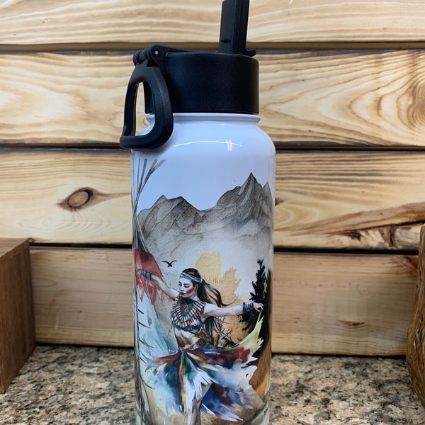 Custom Personalized 32 OZ Sports Wide Mouth Stainless Steel Water Bottle Vacuum Flask with Straw and Portable Handle OOAK perfect gift TM10