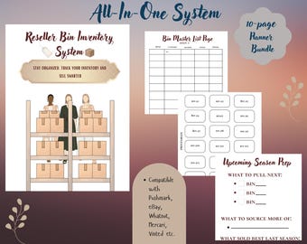 Poshmark eBay Social Media Reseller Inventory System, Multi-Platform Tracker, Bin Labels (Canva Template)