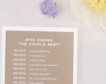 Who Knows the Couple Best Shower Game, Shower Party Game, Modern Wedding Shower Party Games, Blush Wedding Shower Games, Wedding Shower Game
