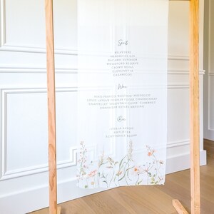 Letrero de la barra de bodas, letrero de la barra de bodas de tela, letrero de la barra de bebidas exclusiva, menú de tela de bebidas exclusivas, letrero de la barra, letrero de la boda floral