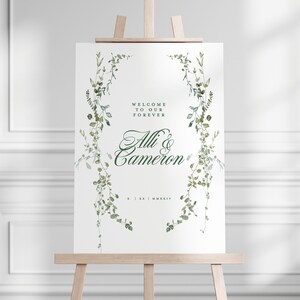 Signo de bienvenida de boda de hiedra, signo de bienvenida de boda, signo de boda elegante, signos de boda personalizados, signos de bienvenida de boda, signo de boda verde