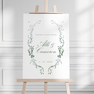 Signo de bienvenida de boda de hiedra, signo de bienvenida de boda, signo de boda elegante, signos de boda personalizados, signos de bienvenida de boda, signo de boda verde