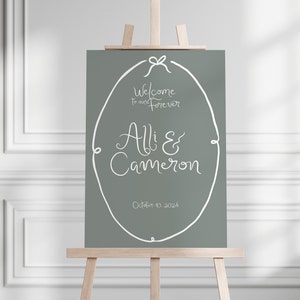Signo de bienvenida de boda, signo de bienvenida de boda moderno, signo de boda monograma, signos de bienvenida de boda, signo de boda coqueta, signo de boda de cinta