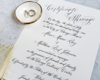 Custom Marriage Certificate - Handwritten Marriage Certificate - Calligraphy Marriage Certificate - Personalized Marriage Certificate