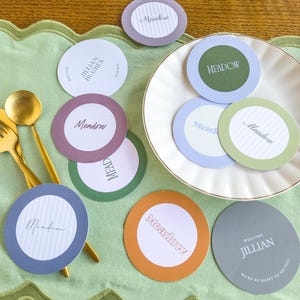 Colorful Place Cards, Wedding Shower Place Cards, Funky Place Cards, Fun Place Cards, Party Place Card, Elegant Place Card, Round Place Card
