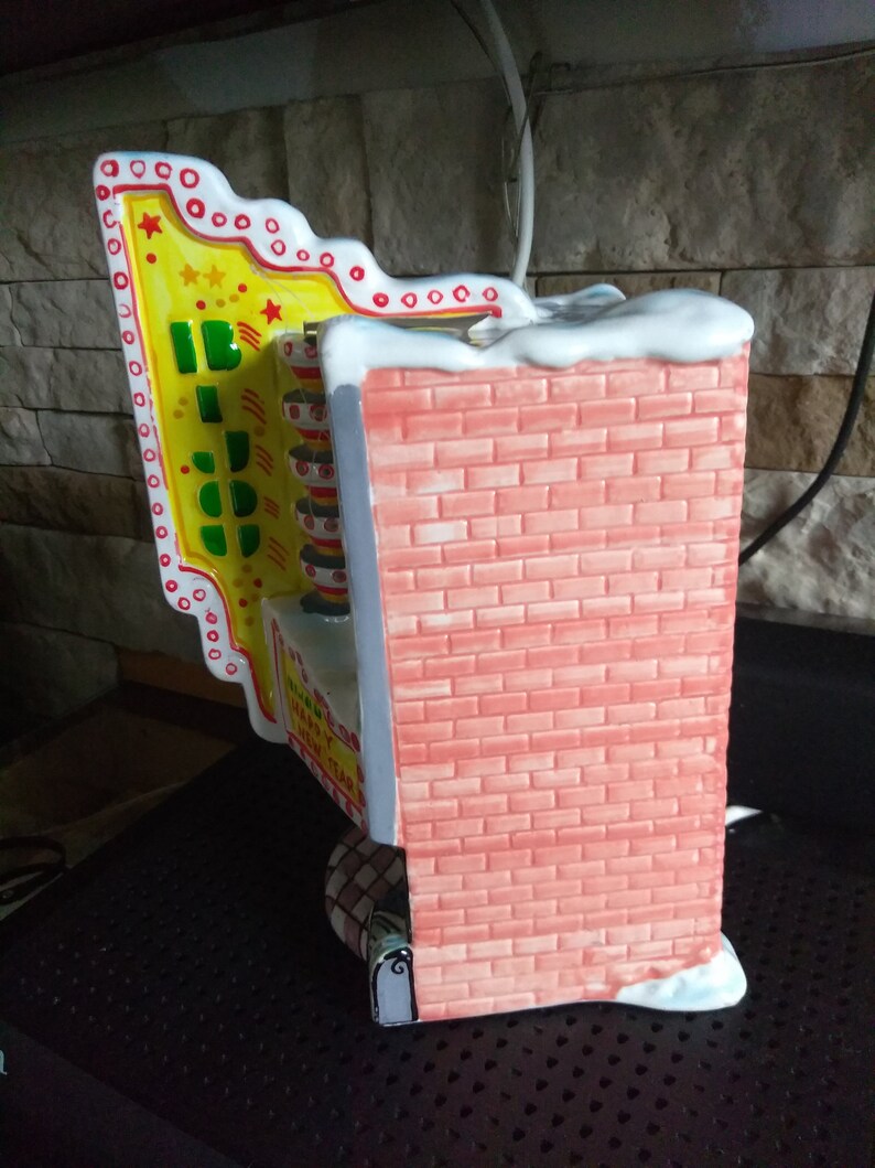 Vintage Very Rare Ceramic Bijou Theatre Holiday table or Under the tree Christmas Village limited Edition Lamp