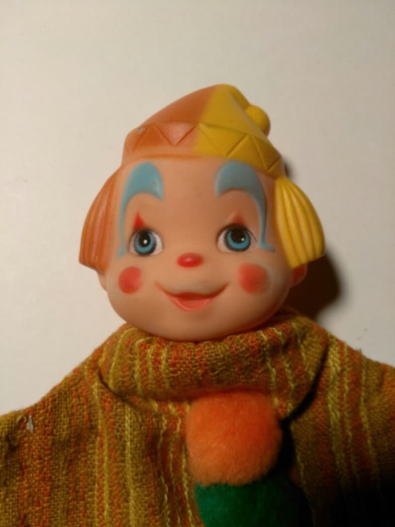 Vintage Boy Clown Doll Puppets in Hand made outfit