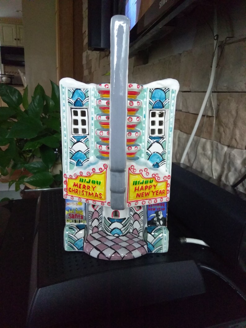 Vintage Very Rare Ceramic Bijou Theatre Holiday table or Under the tree Christmas Village limited Edition Lamp