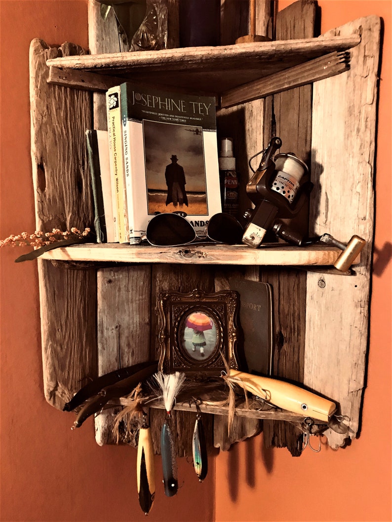Atlantic Driftwood Hand Crafted Corner Wall Shelf 3 Tier Etsy