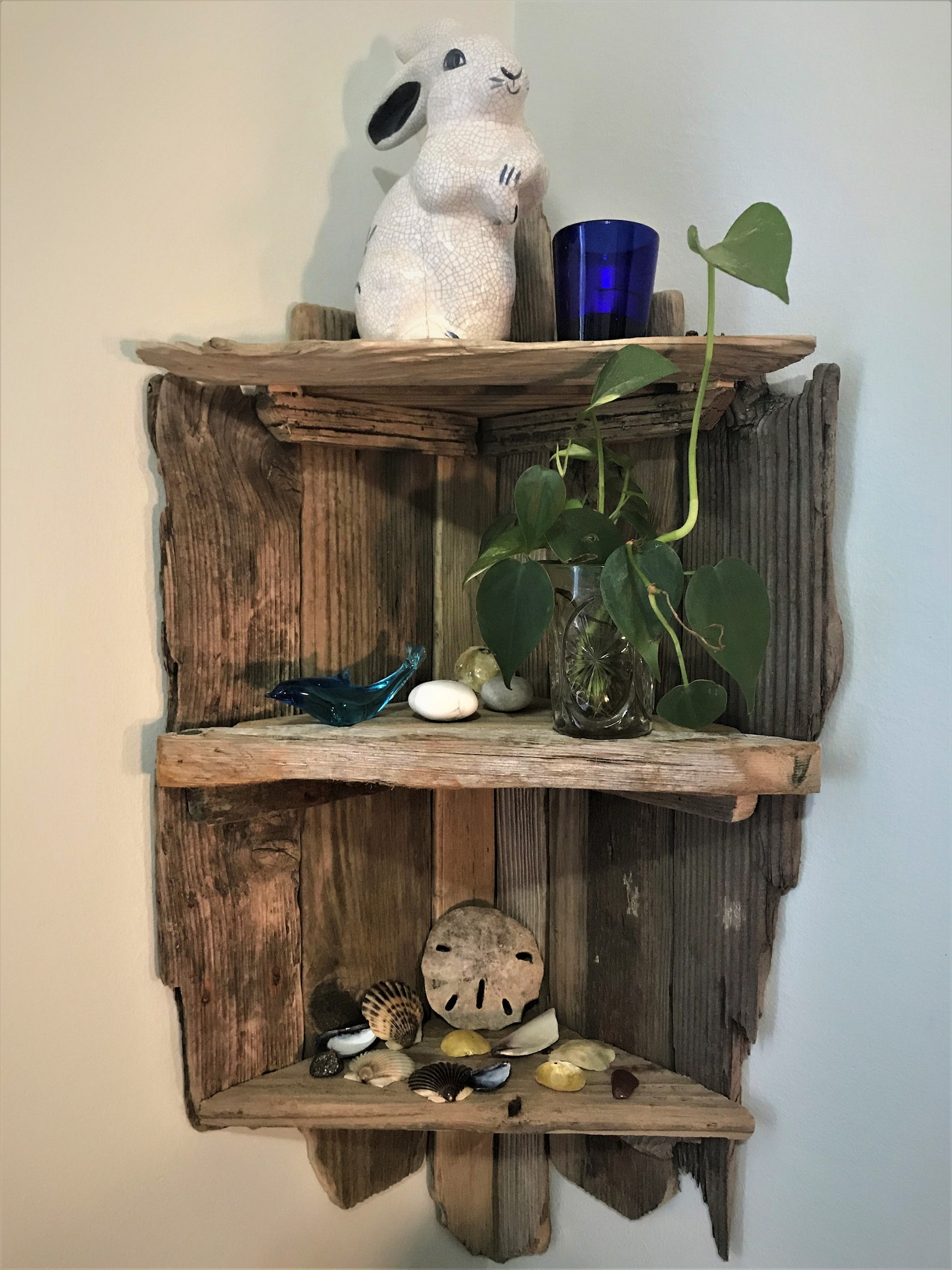 Handcrafted Driftwood Wall Corner Shelf Rhode Island Folk Art Etsy