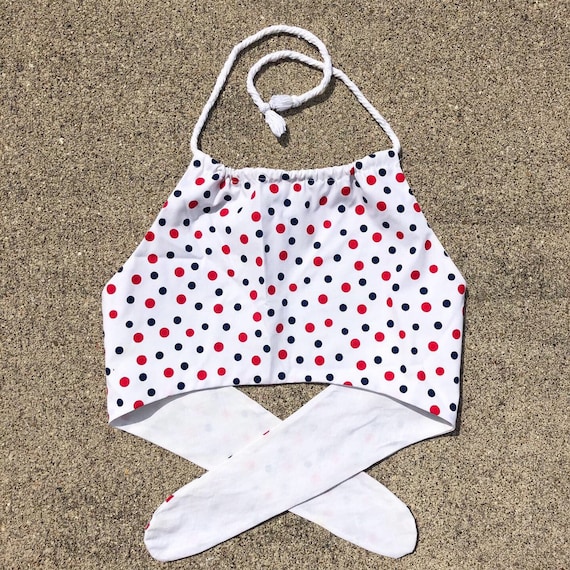 1950s Vintage Polka Dot Halter Top with Ties | Sun