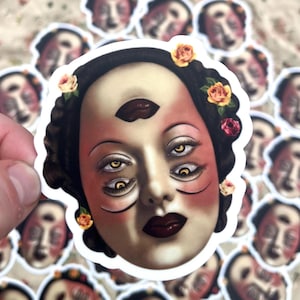 Vintage Art Deco Art Nouveau Surreal Lady Portrait Waterproof Vinyl Sticker