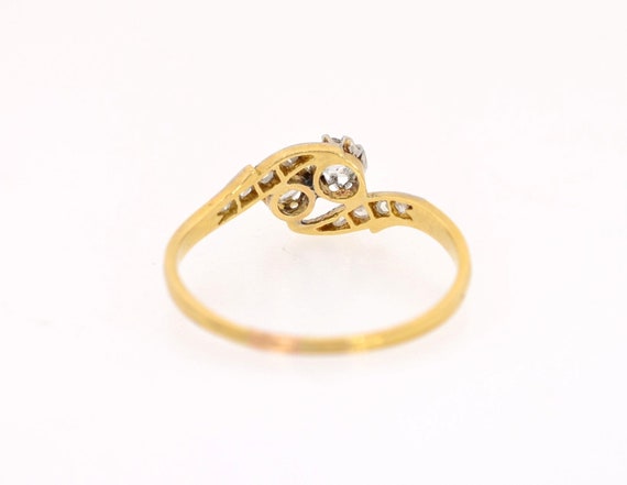 Antique Bypass Old European Cut Diamond Ring - image 3