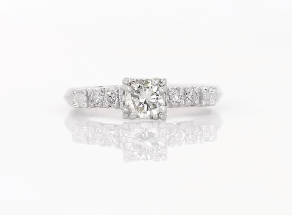 Diamond Vintage Engagement Platinum Ring - image 1