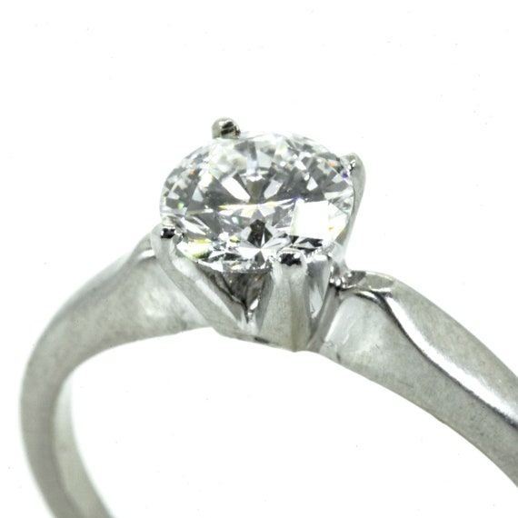 Solitaire Diamond Platinum Engagement Ring - image 2