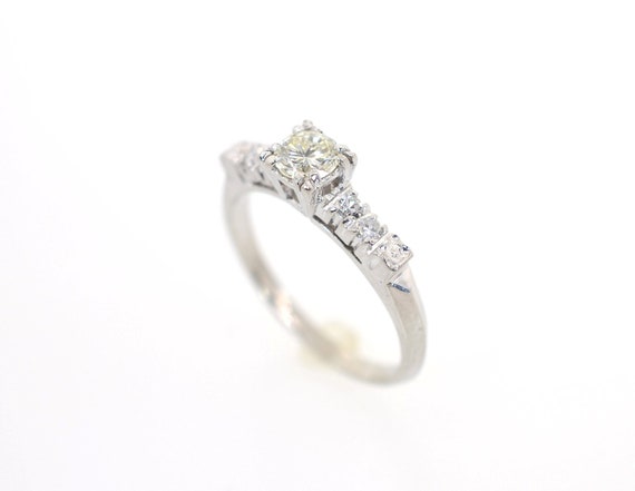 Diamond Vintage Engagement Platinum Ring - image 5