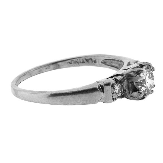 Diamond Platinum Vintage Engagement Ring - image 3