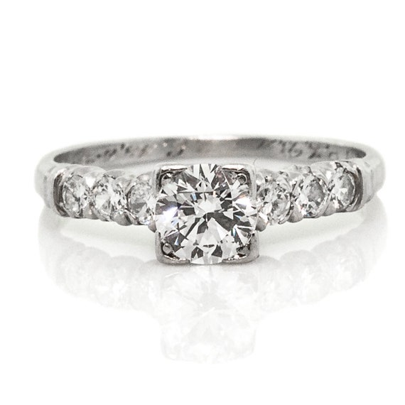 1940 Diamond Platinum Engagement Ring - image 1