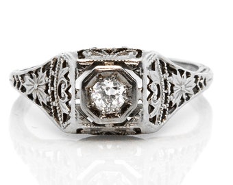 Antique Diamond Filigree Ring
