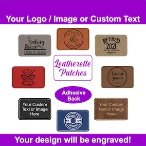 Custom Engraved Logo Leather Patches, Faux Leather Patch with Adhesive Back, Custom Hat Patches, Baseball Cap